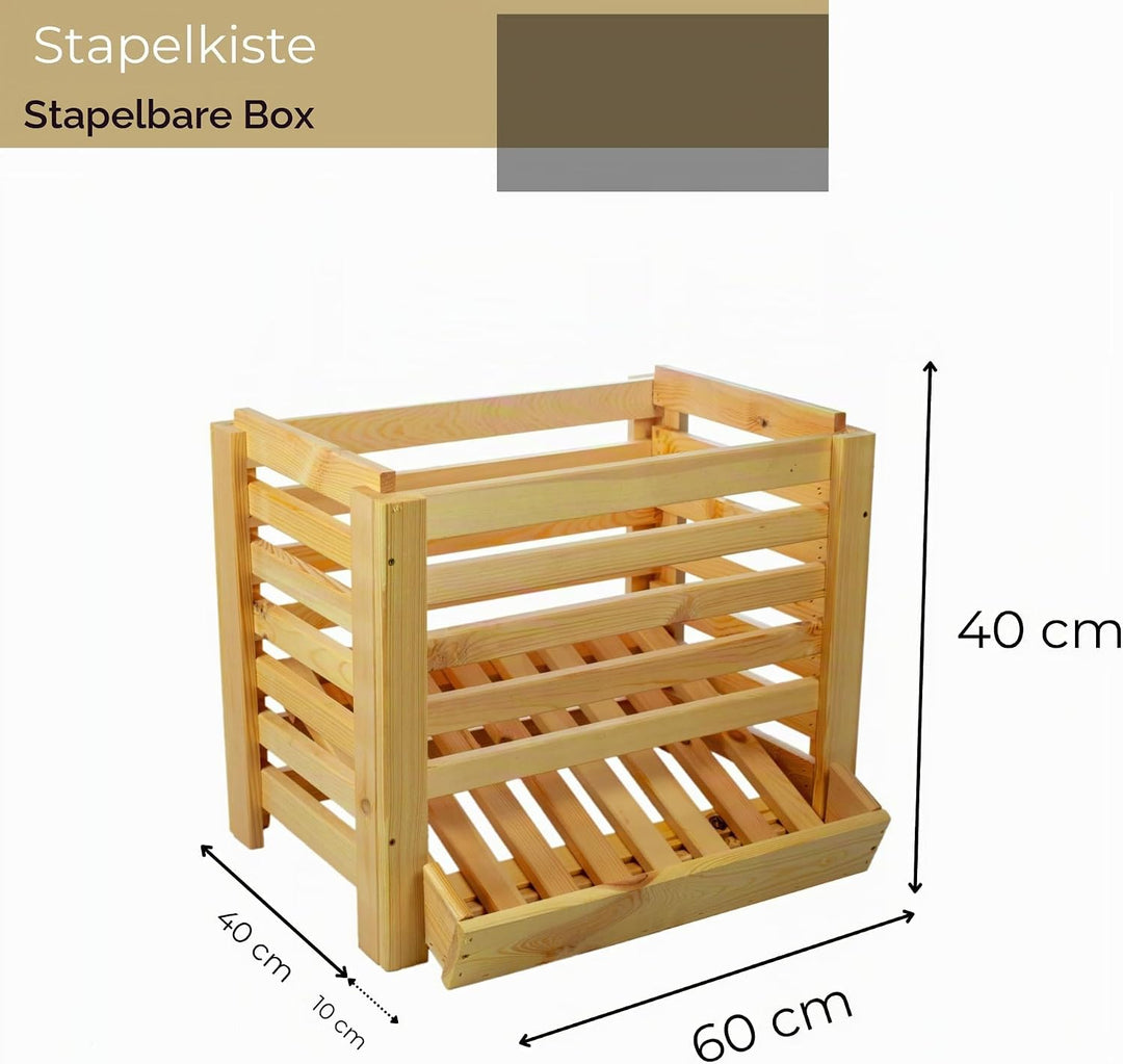 Kartoffelkiste 60x40x40 cm Kartoffel Aufbewahrungsbox Holz Zwiebel Obstkiste Gemüse Aufbewahrung Hol