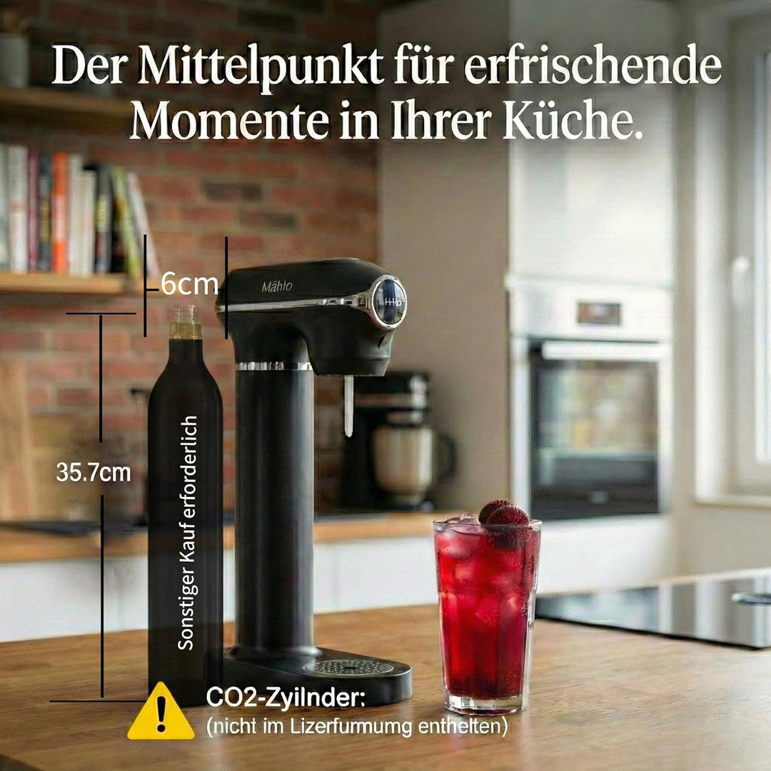 Wassersprudler Soda Maker mit Manometer - Carbonator für Sprudelwasser inkl. 1L und 0.5L BPA-freien