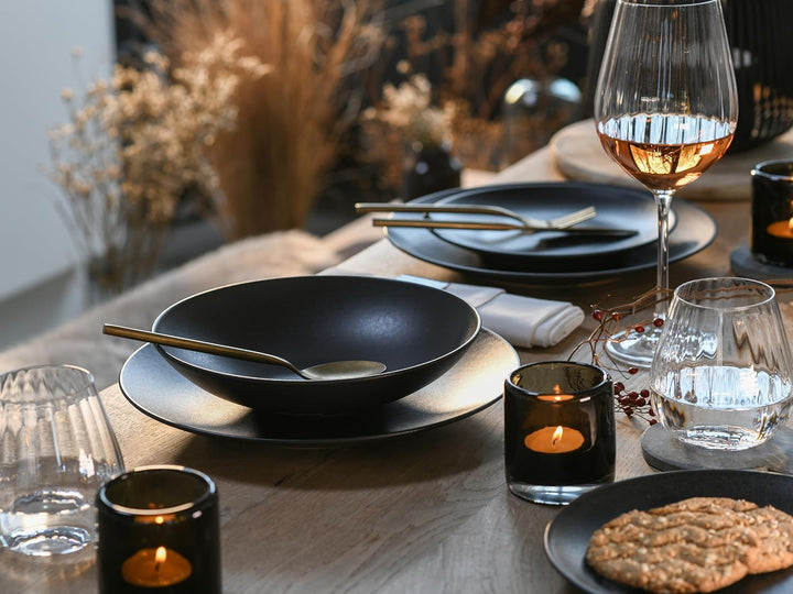 CreaTable, 23146, Serie SOFT TOUCH BLACK, Geschirrset, Kombiservice 20 teilig