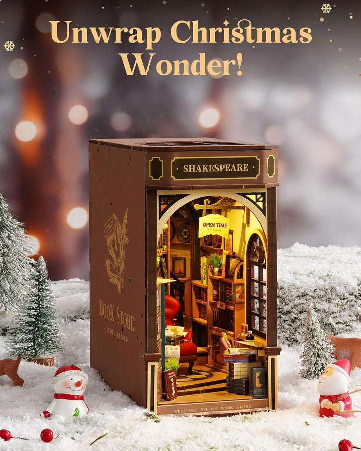Rolife Book Nook Kit Buchstützen DIY Miniatur Haus 3D Puzzles Holz Book Nook Diorama Modelbau für Er