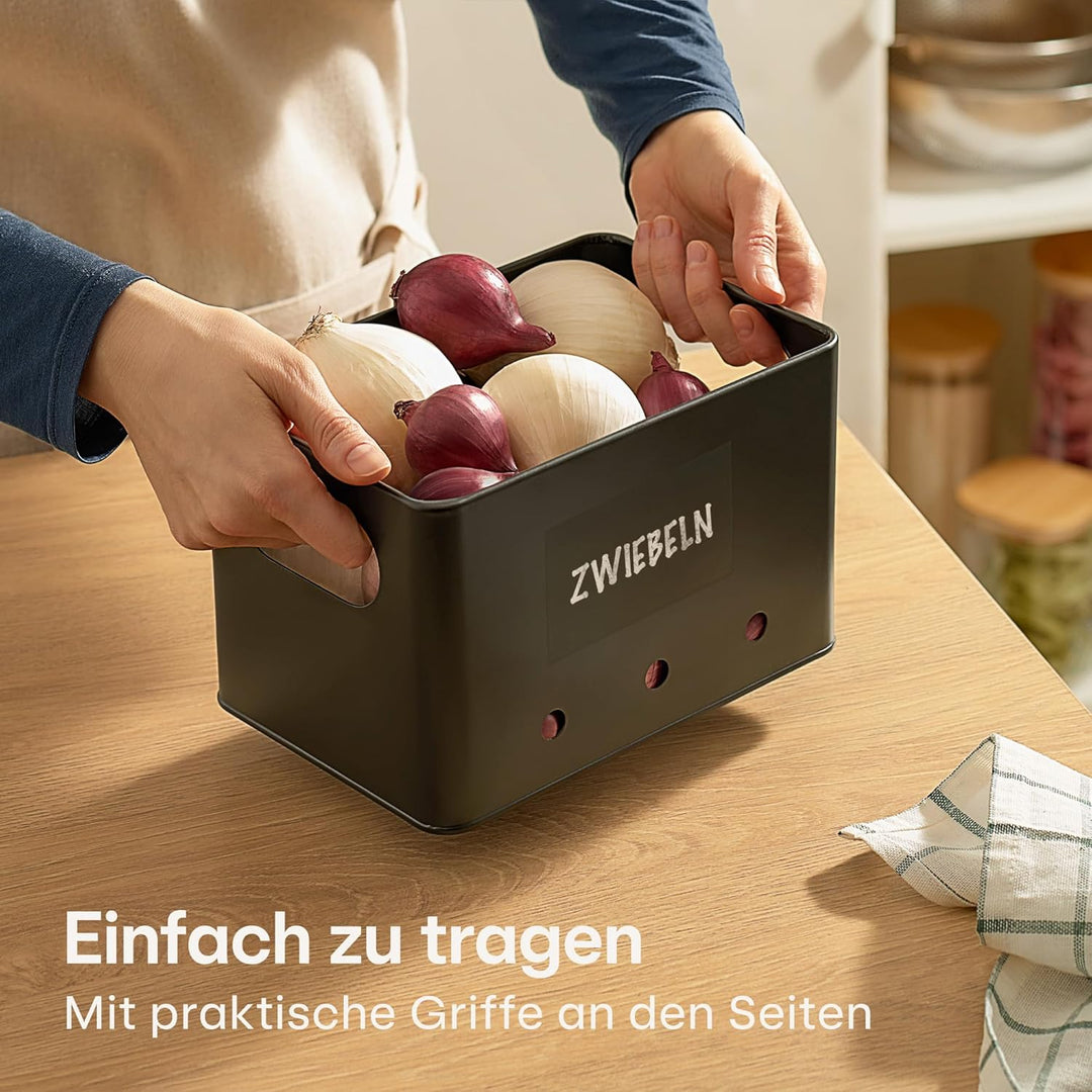Praknu Kartoffel Aufbewahrungsbox 3er Set – Stapelbar - Mit Belüftung für längere Frische – 𝗙𝗦𝗖® Bam