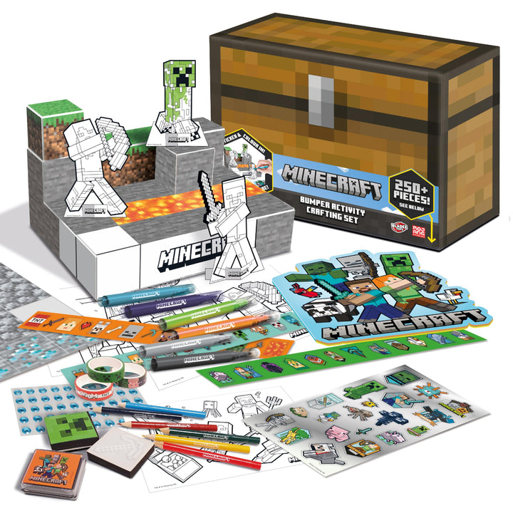 Minecraft BLADEZ Bumper Activity Set, Kunst und Handwerk, lizenziertes Schreibwaren-Set mit Stiften
