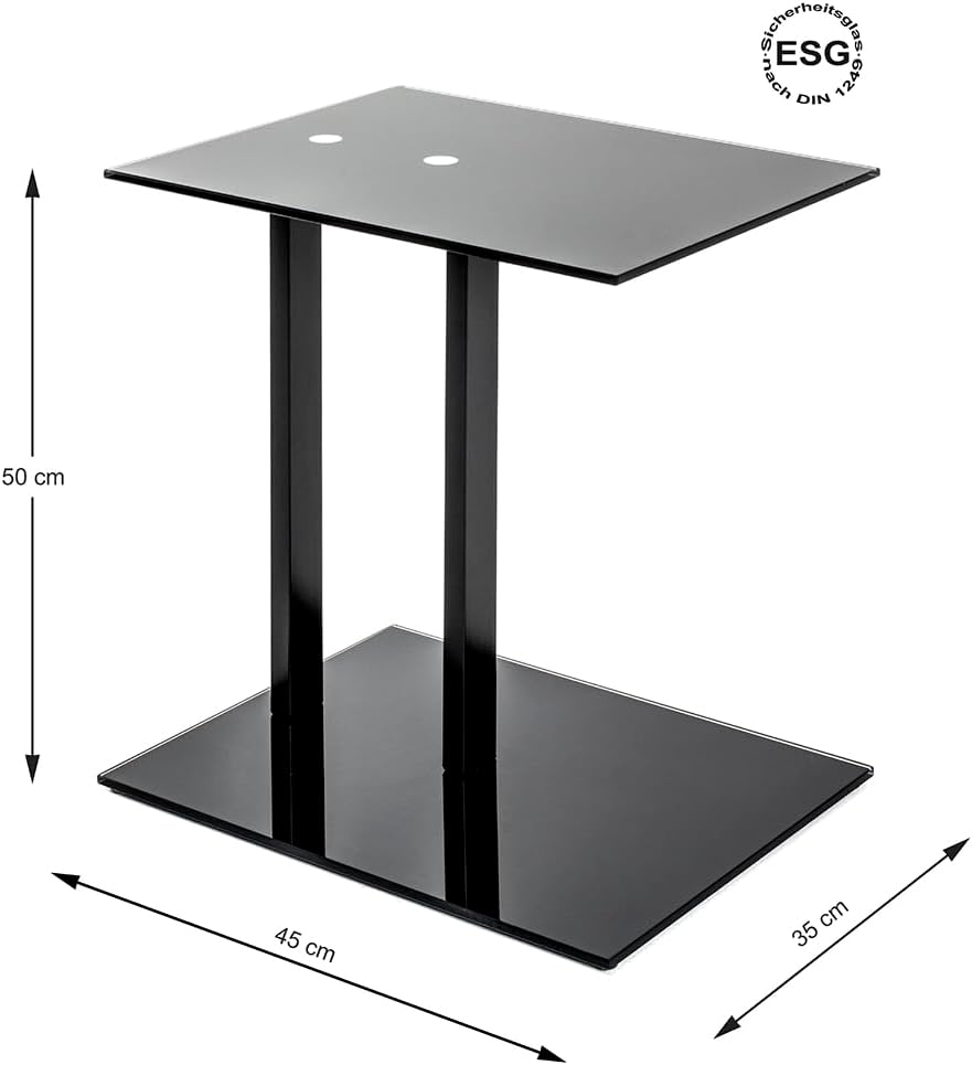 HAKU Möbel Beistelltisch, Metall, schwarz, 45 x 35 x 50 cm 35D x 45W x 50H Rechteckig, 35D x 45W x 5