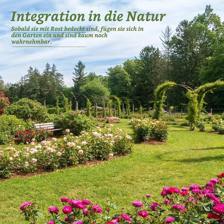 KAZITOO 8 Stück 40cm rostige Pflanze Stützpfeile, natürliche Rost Halbrunde Blume Unterstützung mit