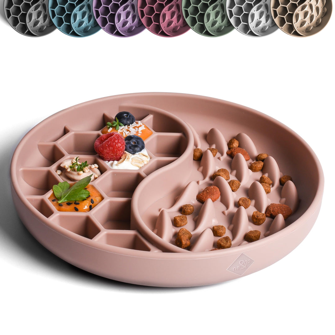 ne&no® Anti Schling Napf für Hunde und Katzen I Slow Feeder I Leckmatte Hund mit grossem Saugnapf I
