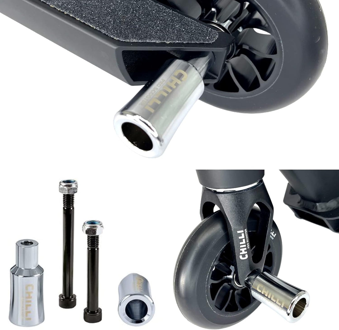 Chilli Pro Scooter Barrel Stunt-Scooter Pegs Tret Roller Grind Stangen mit Achsen + Fantic26 Sticker