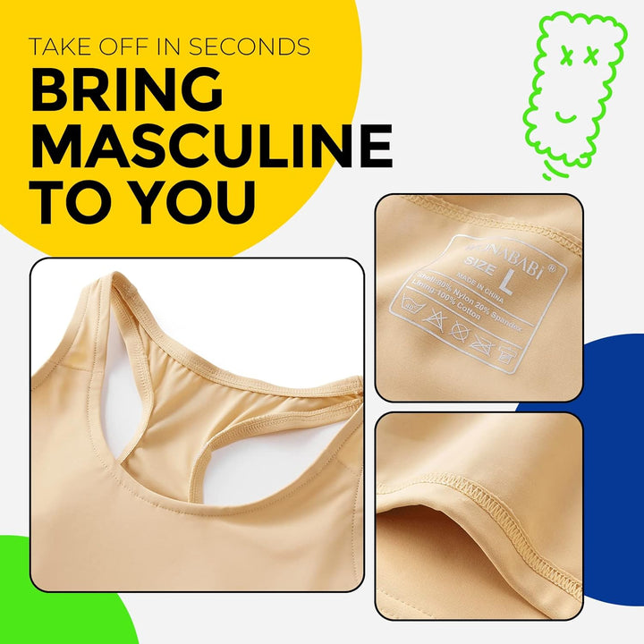 Wonababi Brustbinder, ultraflacher Transbinder mit Pull-on-FTM-Binder-BH Nackt XS, S