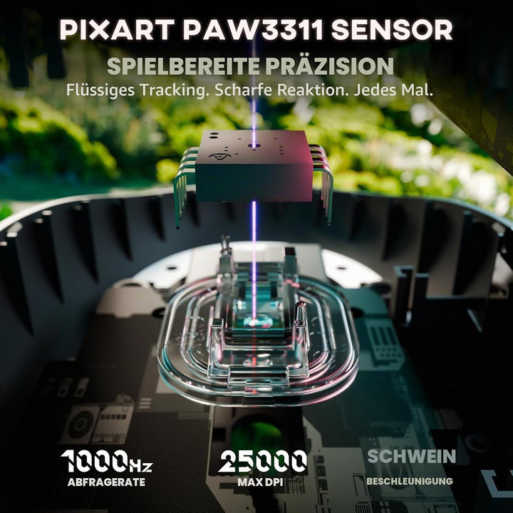 ATTACK SHARK G3 Kabellose Gaming-Maus, 25000 DPI, PAW3311-Sensor, 59g Superlight G305 Gamer-Mäuse, 8