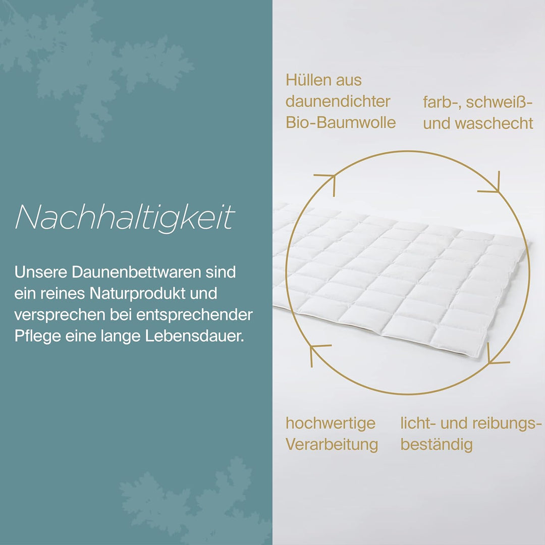 Daunenfee – Cassettendecke 240x220cm mit Daunen & Federn – 9x8 Karos, 2cm Stege – Handarbeit Made in