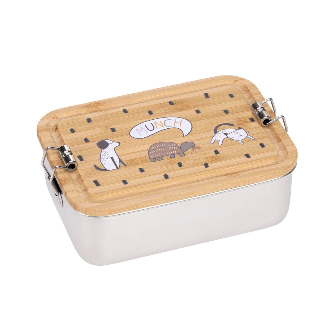 LÄSSIG Kinder Brotdose Edelstahl und Bambus Frühstücksbox nachhaltig Kindergarten Schule/Lunchbox St