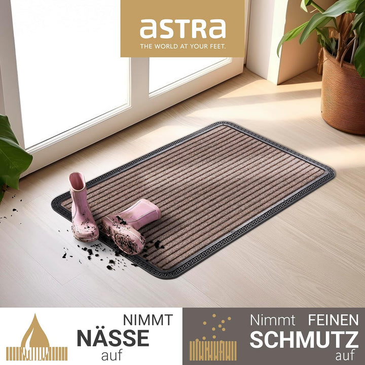 Astra Fussmatte Aussen &amp; Innen - Braun Linien 40 x 60 cm 2er Set (Rechteckig) 40 x 60 cm (Rechteckig