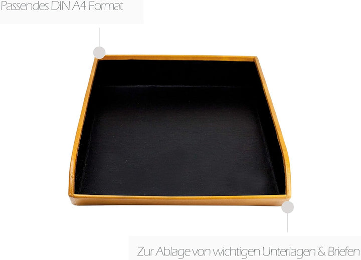 DELMON VARONE - Briefablage DIN A4 aus Premium Leder Vintage Anilin braun, Schreibtisch Organizer al