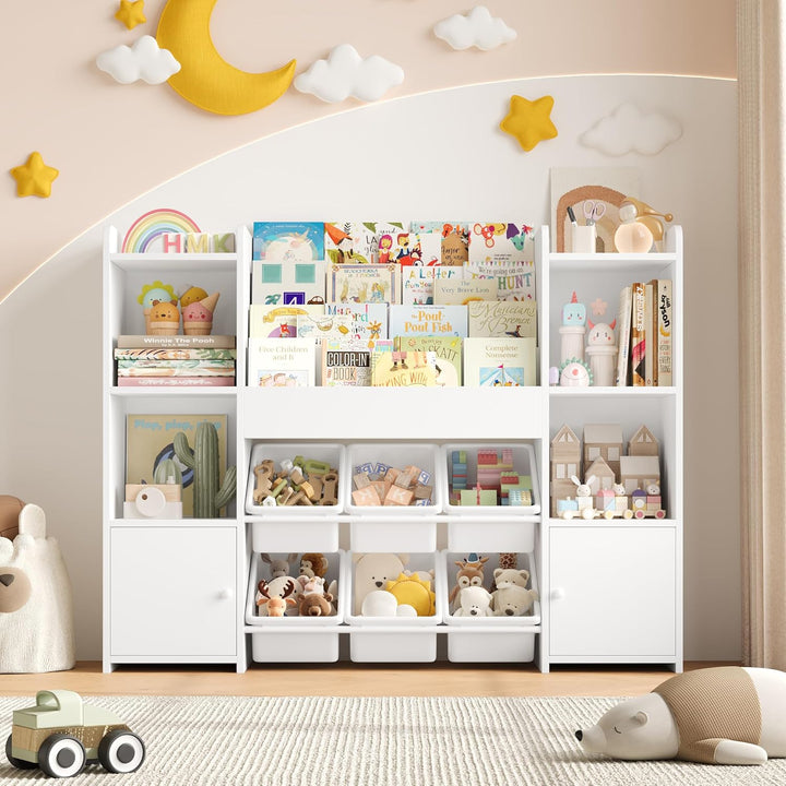 FOREHILL Kinderregal mit Kinderbücherregal Kinderzimmer Möbel aus Holz Bücherregal für Kinder mit Au