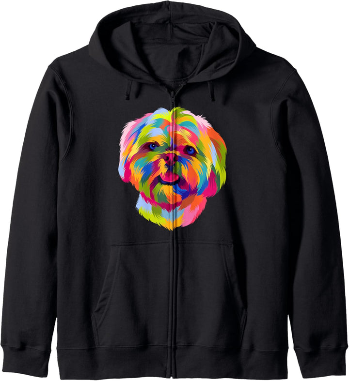 Bunte Pop-Art Shih Tzu Portrait Shitzu Welpenbesitzer Kapuzenjacke