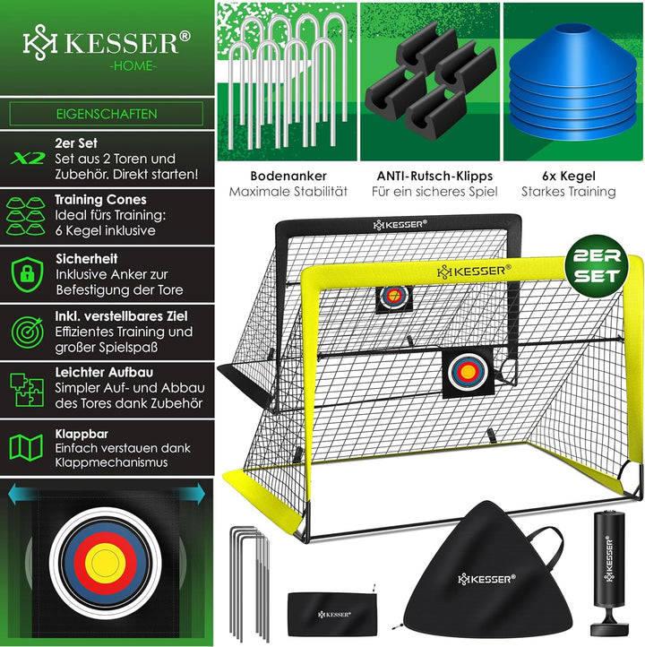 KESSER® Fussballtor Kinder Pop-Up 2er Set | Fussball-Tore Faltbar mit Glasfaserstangen & hochwertige