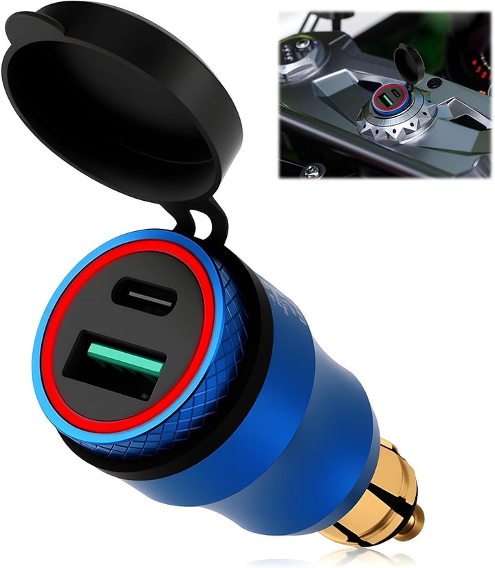 30W Type C+USB Steckdose Adapter für BMW Motorrad DIN Adapter 30W PD USB Aluminium Dose Buchse Wasse