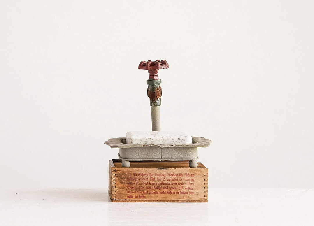 Creative Co-op Secret Garden Decorative Iron Soap Holder with Faucet