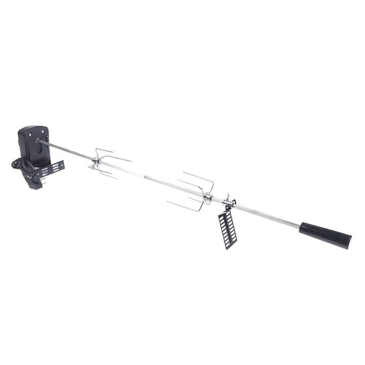 Grillspiess mit Motor, Edelstahl Drehspiess Grill, 100 cm Rotisserie Drehspiess, 2X Fleischnadeln, 2