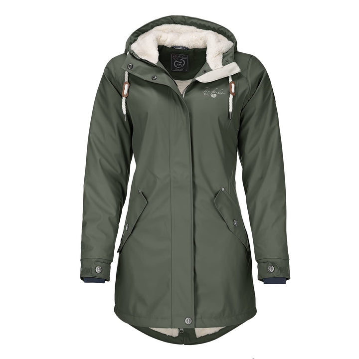 Dry Fashion Damen Regenmantel Malmö - Frauen Regenjacke Jacke mit Kapuze Lang Winddicht Wasserdicht
