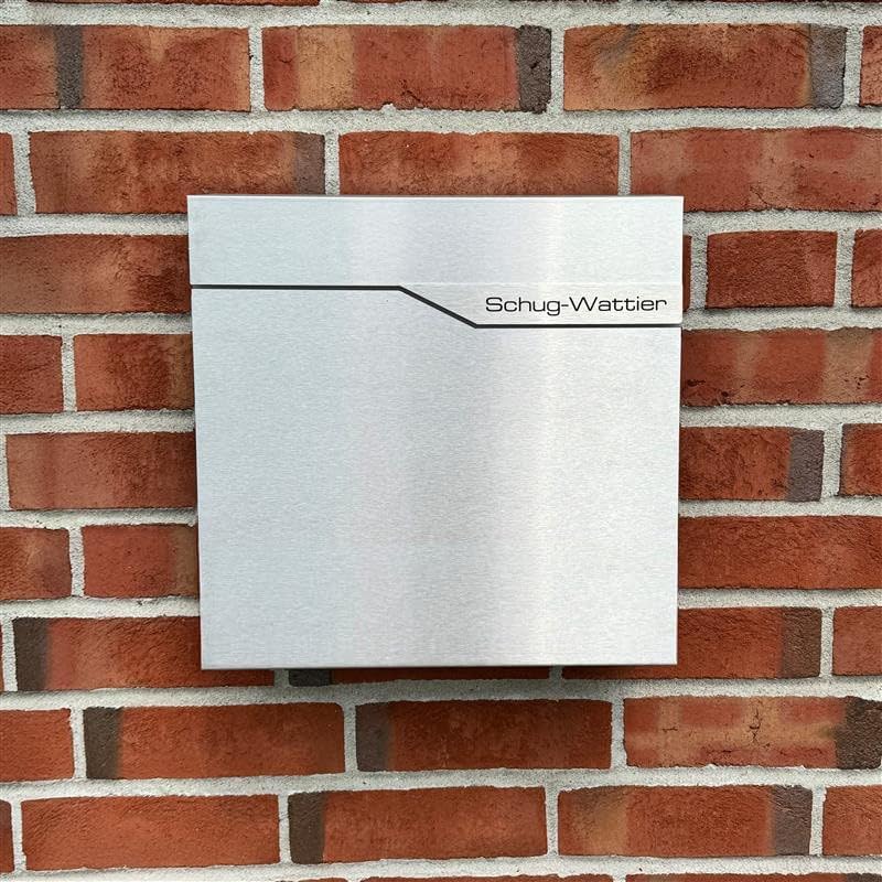 Metzler moderner Briefkasten mit hochwertigem Stahlkorpus & gebürsteter Edelstahlfront, personalisie