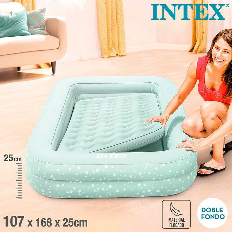 Intex, Kinderreisebett, aufblasbare Matratze, Luftbett mit Pumpe, Minzgrün, 3-6 Jahre