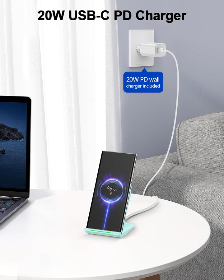 Fast Wireless Charger,NANAMI Qi kabelloses Ladegerät (mit USB C ladegerät 20W PD Adapter) für Apple