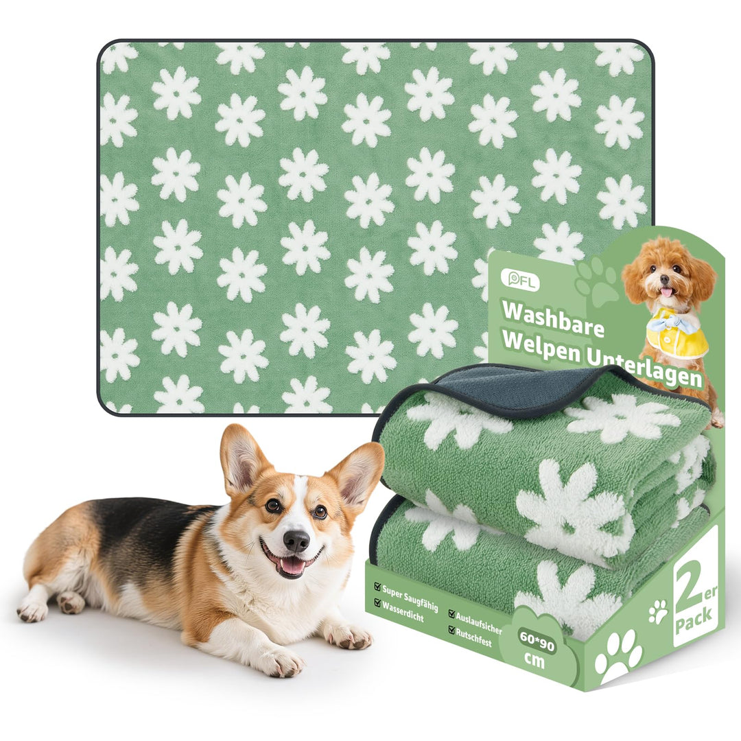 Saugfähige Welpenunterlagen Waschbar 90x60cm, 2 Stück – Wiederverwendbare & wasserdichte Trainingspa