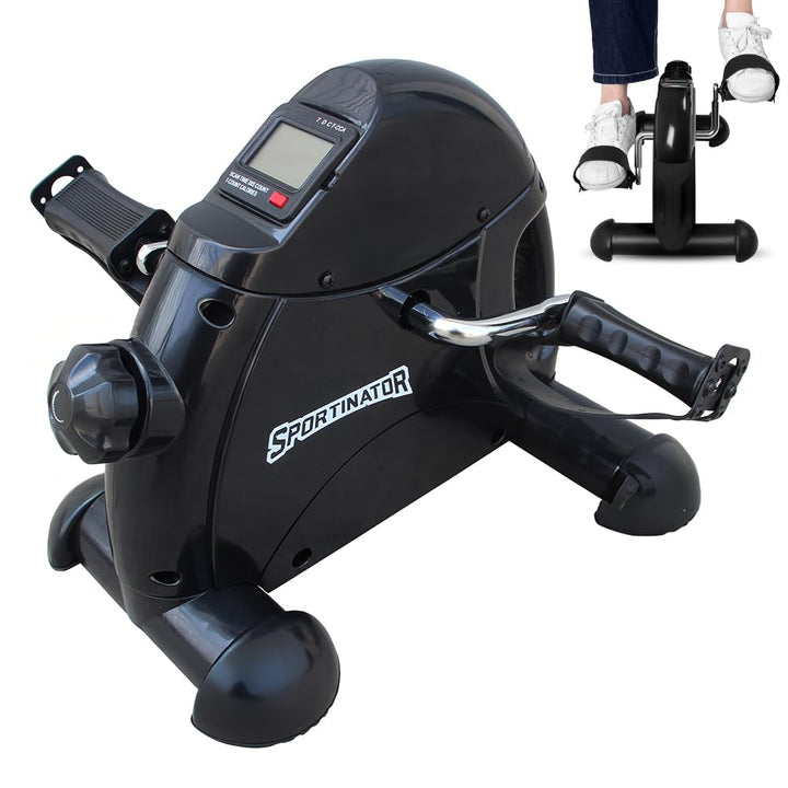 SPORTINATOR Mobility Mini Pedaltrainer – Heimtrainer für Beine &amp; Arme, Einstellbarer Widerstand, LCD