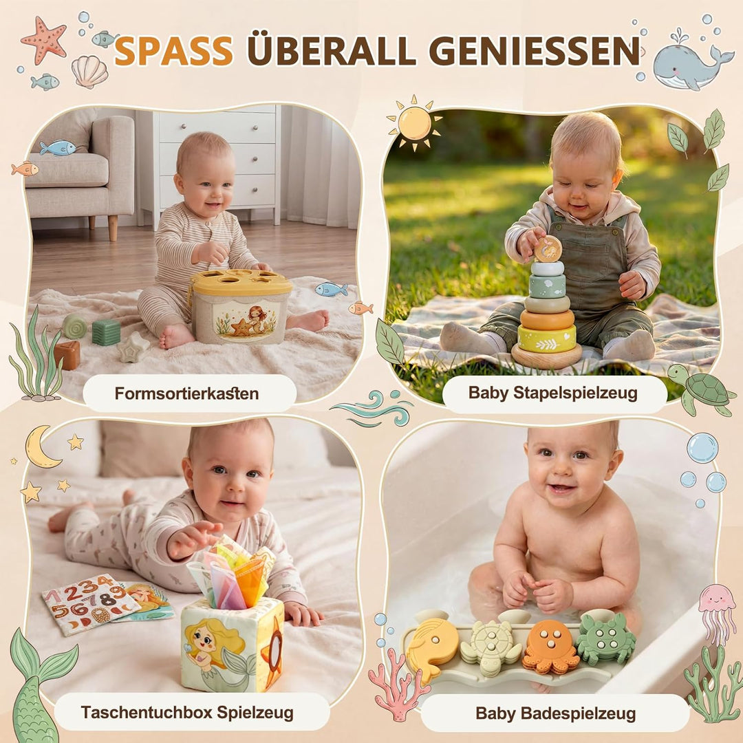 Anook Montessori Spielzeug ab 6 Monate, 5 in 1 Motorikspielzeug ab 6 9 12 Monate mit Babyspielzeug K