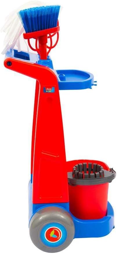 Grandi Giochi - Reinigungswagen Vileda for Kids, die Originalversion Spielzeug mit Besen, Wischmop u