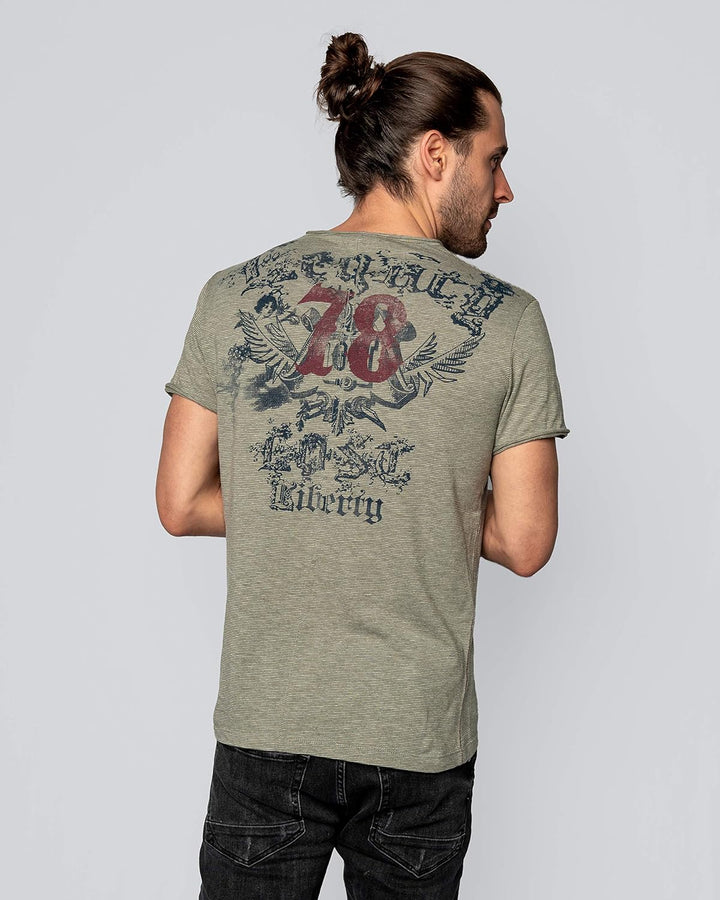 KEYLARGO Herren T-Shirt mit grossem Rückenprint Green, S