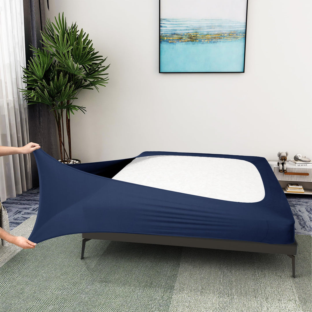 Boxspring-Bezug, King-Size-Bett, Jersey-Strick und dehnbar, 4 Seiten, für Hotel und Zuhause, King-Si