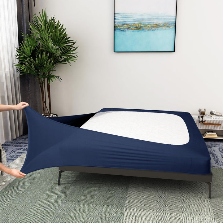 Boxspring-Bezug, King-Size-Bett, Jersey-Strick und dehnbar, 4 Seiten, für Hotel und Zuhause, King-Si