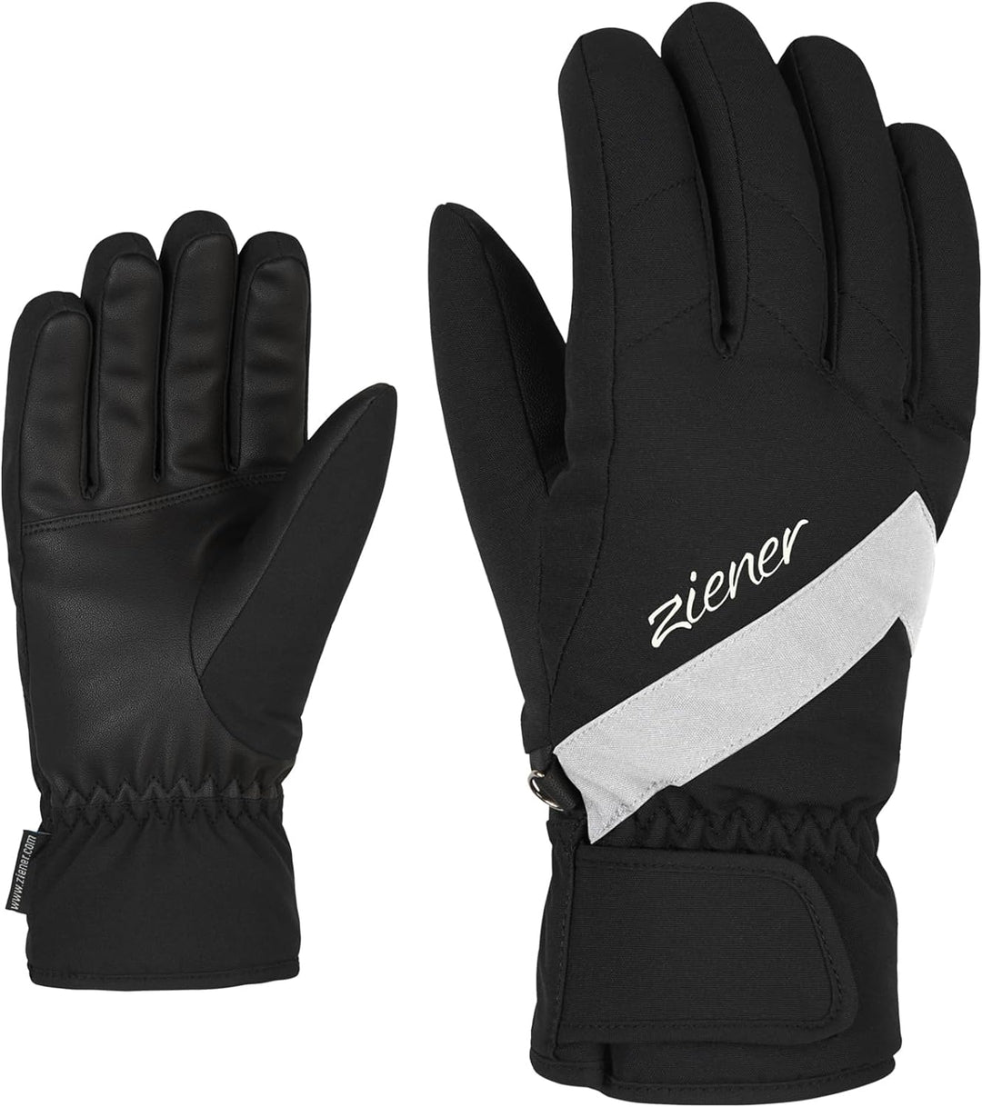 Ziener Damen Kaiti Ski-Handschuhe/Wintersport | wasserdicht, atmungsaktiv 7.5 black.white, 7.5 black
