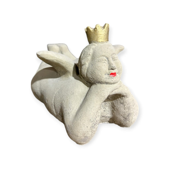 OriginalPaul Skulp & Betondesign Dicke Prinzessin mit Krone - Massiver Steinguss, Handgefertigt in D