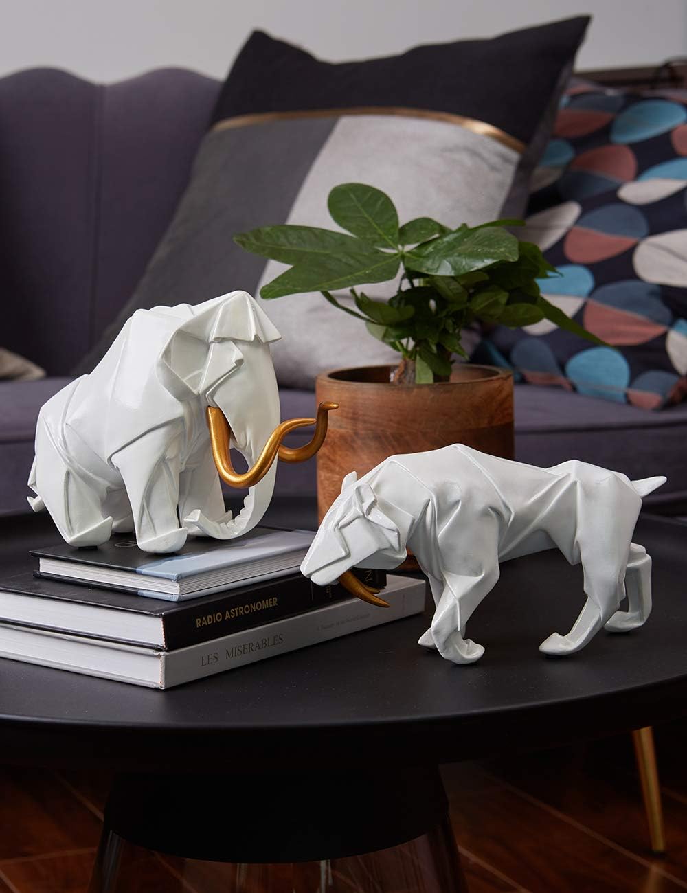 Amoy-Art Modern Dekor Skulptur Leopard Figuren Statue Wohnzimmer Kunst Arts Polyresin Geschenk 24cm