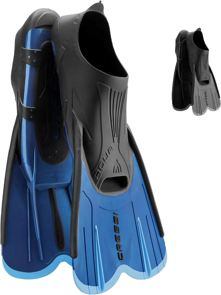 CRESSI Agua Short Fins - Self Adjusting Flossen für Schnorcheln, Schwimmen und Trainieren 35/36 Blau