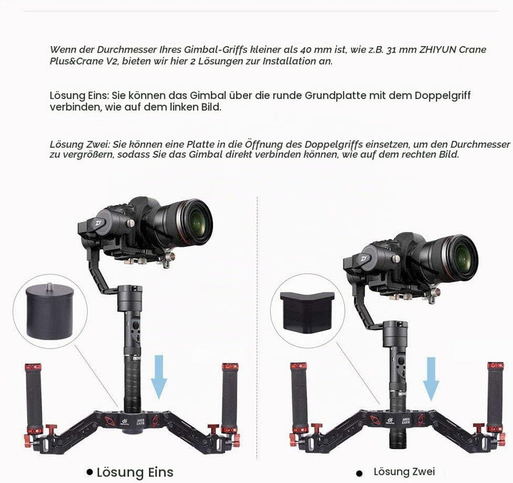 DF DIGITALFOTO Ares Z Achsen Federung Dual Griff Flexible Dämpfung Abnehmbare Dual Grip Gimbal Griff