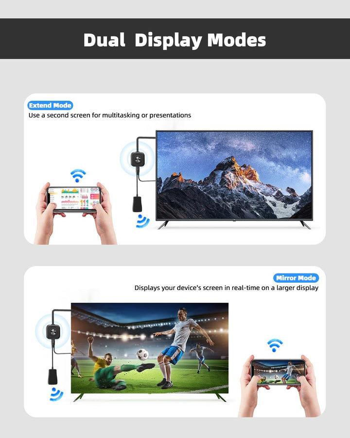 4K Wireless HDMI Adapter für iOS, Android, Windows &amp; Mac, Miracast | Kabellose Bildschirmspiegelung