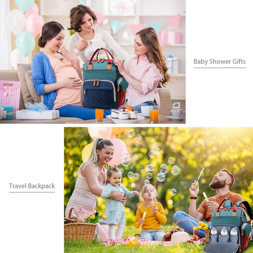 Diaper Bag Backpack Baby Bag, Baby Girl Boy Diaper Bag for Dad Mom with Pad, 16 Pockets Bunt, Farbig
