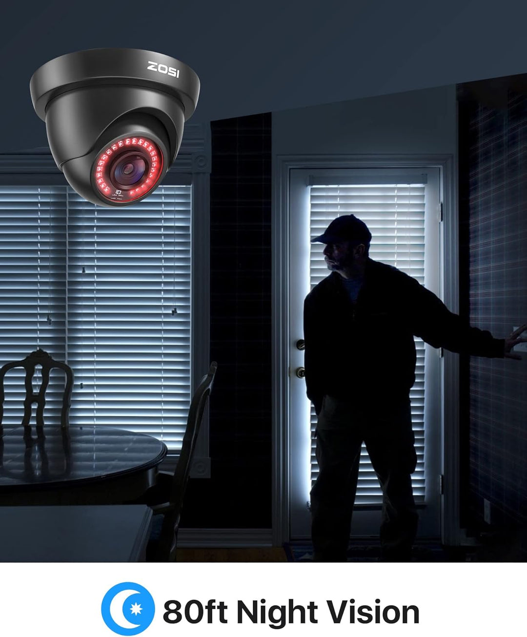 ZOSI CCTV 1080P 2MP 4-in-1 CVBS/AHD/CVI/TVI Video Überwachungskamera Aussen Dome Kamera 3.6mm Linse