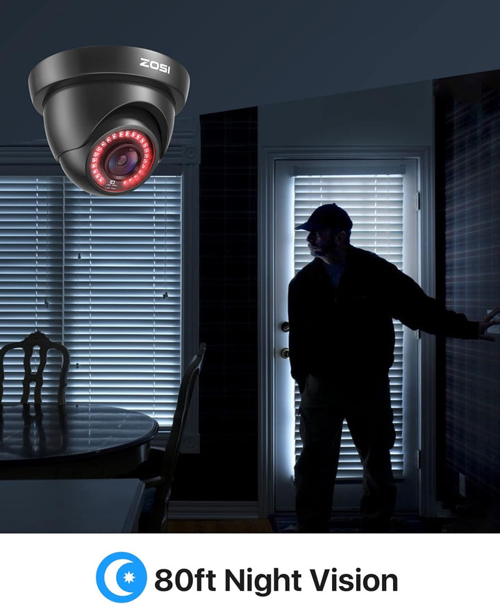 ZOSI CCTV 1080P 2MP 4-in-1 CVBS/AHD/CVI/TVI Video Überwachungskamera Aussen Dome Kamera 3.6mm Linse