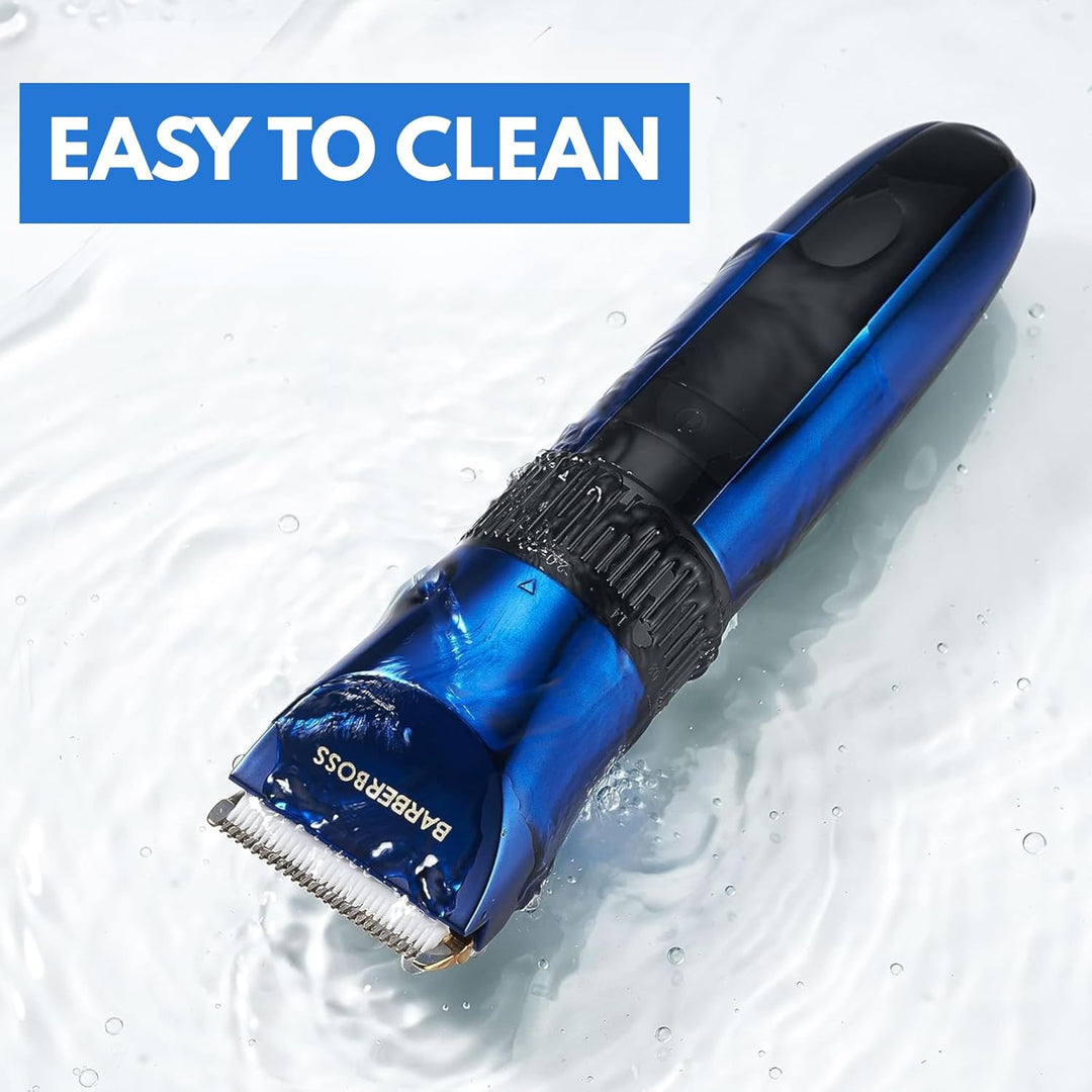 BarberBoss Kabelloser, selbstschärfender Bart- und Haarschneider, wasserdicht, mit Keramikklingen, L