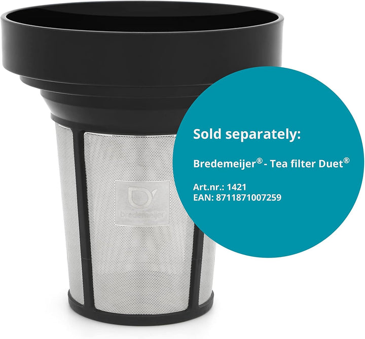 Bredemeijer Flache glänzende doppelwandige Edelstahl Teekanne 1.4 Liter
