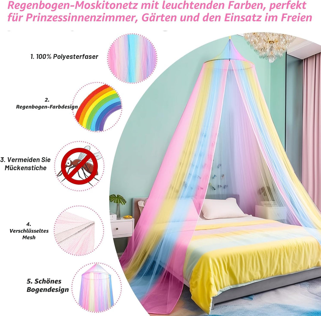 Sublaga Moskitonetz für Bettten, grosses weisses Betthimmel für Mädchen, hängendes Bettnetz, ideal f