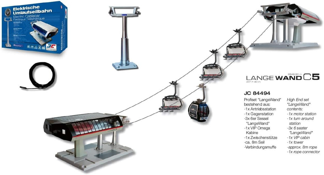 Jaegerndorfer JaegerndorferJC84494 Bubble Elektrische Seilbahn LangeWand Profiset, Massstab 1:32, Me