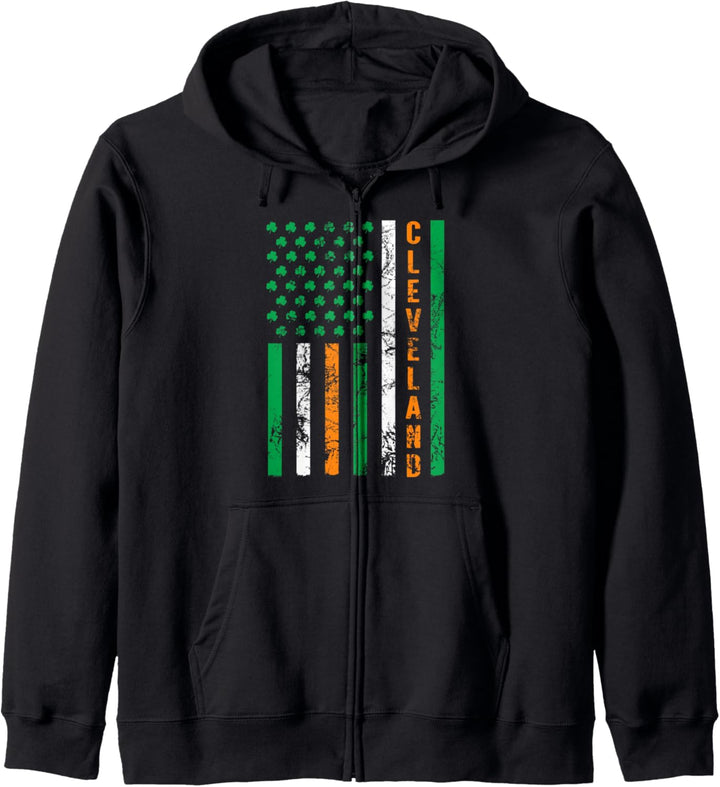 Cleveland St. Patrick's Day Flag Shamrocks Irish Heritage Kapuzenjacke