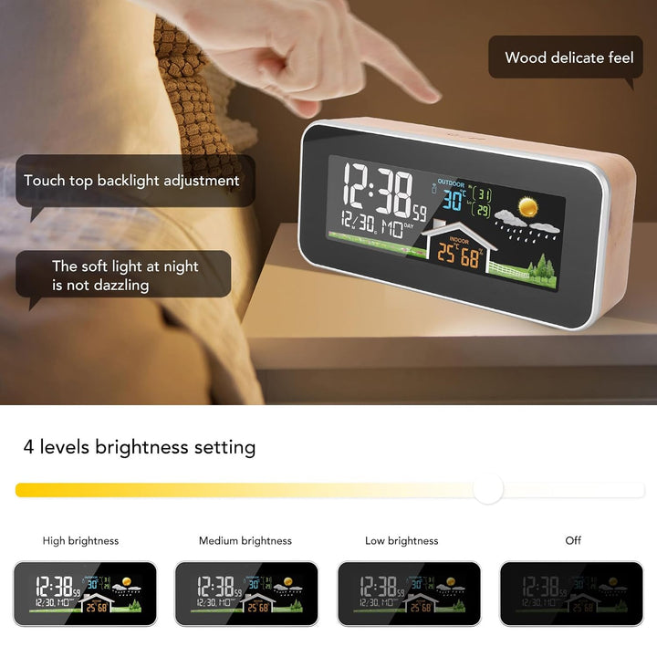 Wettervorhersage-Wecker, Wettervorhersage-Uhr, LCD-Farbdisplay, Kabelloser Digitaler Wetterwecker mi