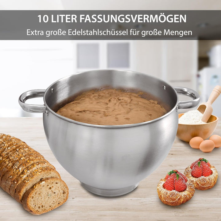 Syntrox Germany Lyon Edelstahl 10 Liter Küchenmaschine & Fleischwolf - Rot, Rot