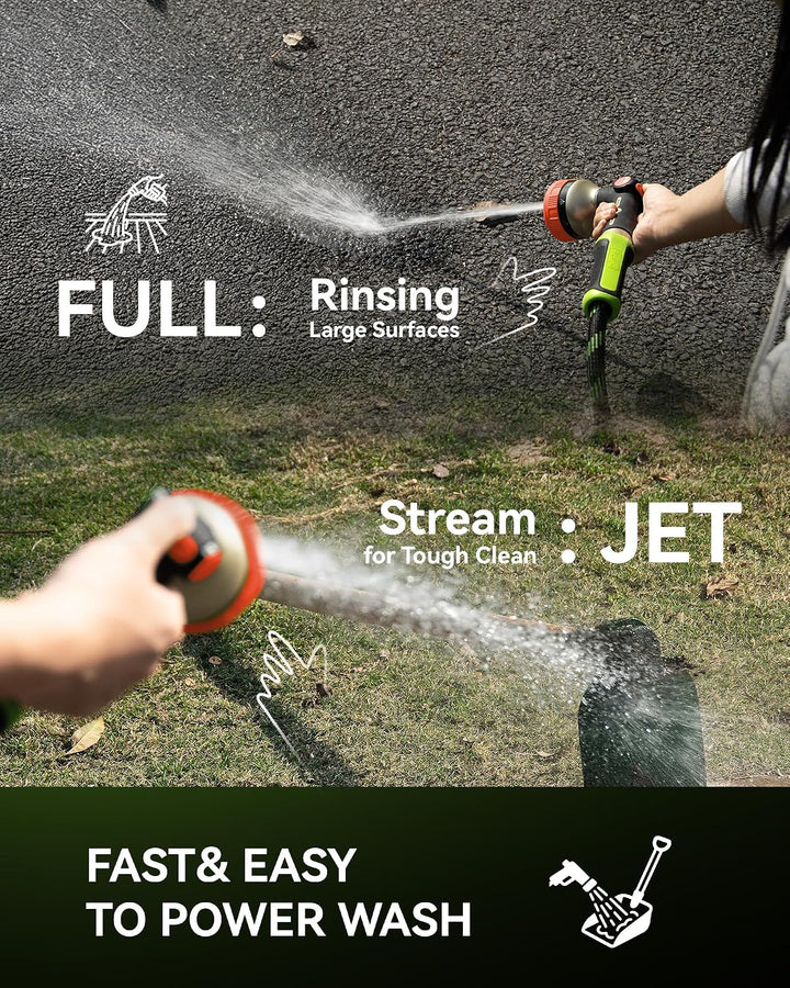 RAINPOINT 8-Funktionen Metall Gartenbrause, Einstellbarer Wasserdurchfluss Garten-Handbrause (Orange